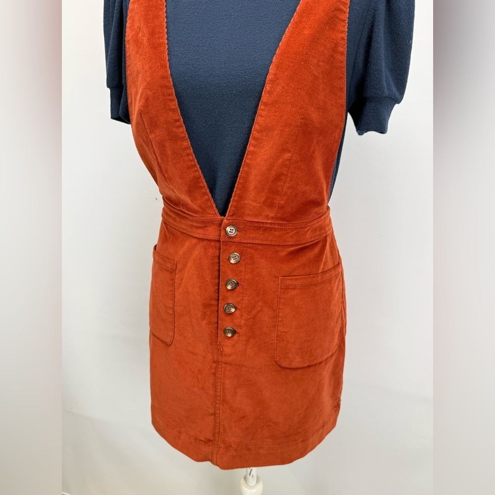 FREE PEOPLE Rust Brown corduroy Old School Love jumper Dress size 4 - Picture 4 of 14
